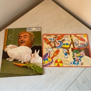 Lot of Two Vintage Frame Tray Inlay Puzzles Capt. Kangaroo 1971 Tortoise & Hare